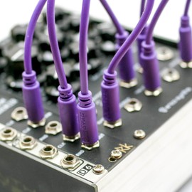 Synthrotek Eurorack Patch Cables 6" (15cm) Purple, 5-Pack 3.5mm 1/8 inch Mono TS to TS Cables