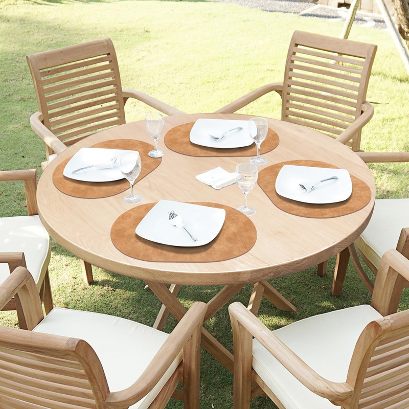 ADRIMER Placemats, Heat Resistant Oval Placemats Set of 6 Washable
