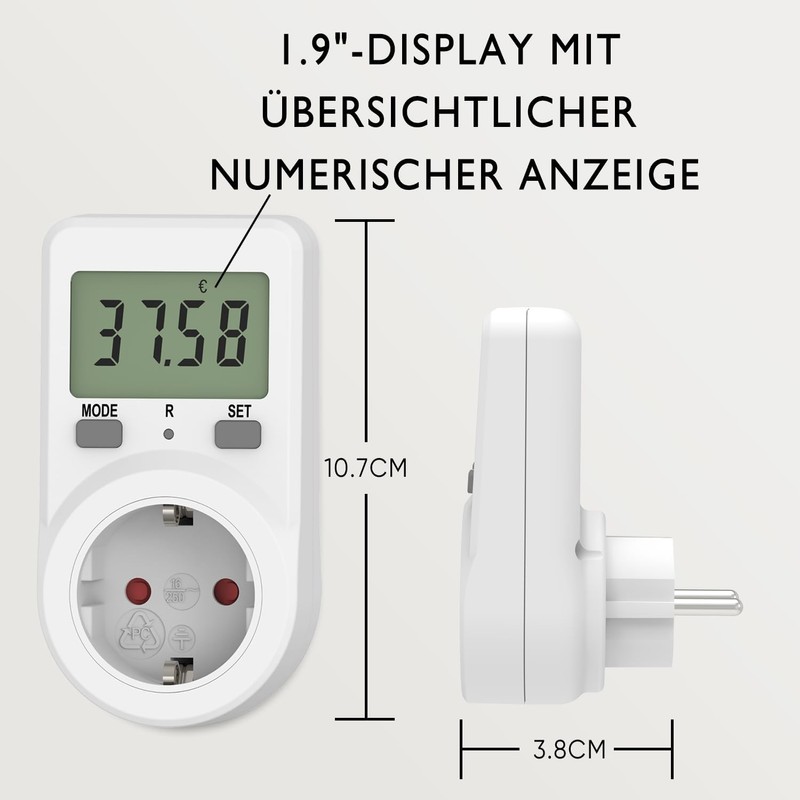Awootsv Electricity Meter for Socket Power Meter Socket, Energy Cost