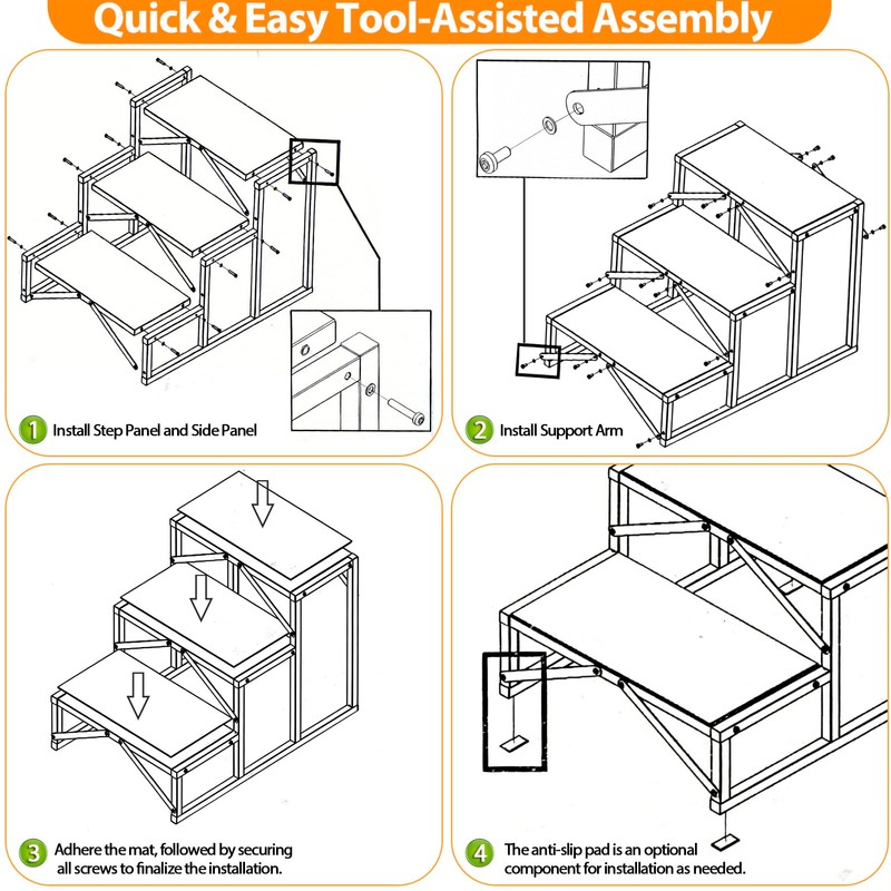 3-Step Heavy Duty Hot Tub Step, 500LBS Capacity, 24″ High
