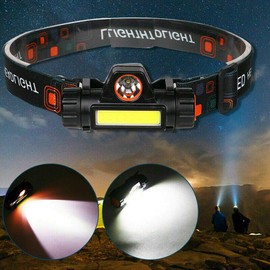 JUSTOP LED Head Torch, Rechargable Headlamp, COB+LED Dual Mode, Lightweight Headlight Flashlight for Fishing Cycling Running Camping Working