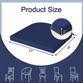 VSIWB Outdoor Chair Cushions Set of 4, Waterproof Outdoor Cushions for Patio Furniture with Adjustable Straps, Round Corner Patio Chair Pads for Yard Garden, 17"x16"x2", Navy Blue