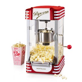 Nostalgia Popcorn Maker Machine - Professional Tabletop With 2.5 Oz Kettle Makes Up to 10 Cups - Vintage Popcorn Machine Movie Theater Style - Metalic Red