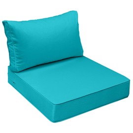 AAAAAcessories Outdoor Seat Cushions for Chairs, Fade-Resistant, Waterproof Patio Furniture Replacement Cushions, 23.5" x 25.5" x 5" + 23.5" x 13.5", Turquoise Blue