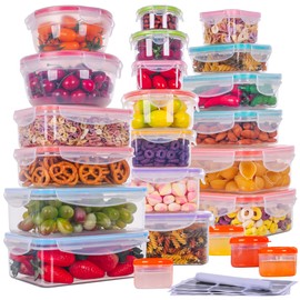 46 PCS Food Storage Containers with Lids Airtight- Plastic Meal Prep Container for Pantry Kitchen Organization-Microwave,Dishwasher,Freezer Safe 100% Leak Proof (23 Stackable Boxes-23 Lids)-Labels Pen