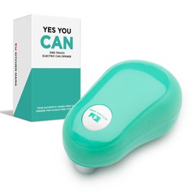 Kitchen Mama One Touch Electric Can Opener: Open with Simple Press of A Button - Auto Stop As Task Completes, Ergonomic, Smooth Edge, Food-Safe, Battery Operated (Teal)