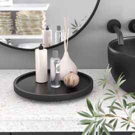 VERTORGAN Lazy Susan Organizer for Kitchen,Bamboo Turntable for Cabinet,Pantry,Vanity,Small（Black）