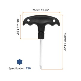 sourcing map 2pcs Golf Spike Wrench T20 Lengthen Golf Torque Wrench Stainless Steel Golf Head Adjustment Tool Golf Driver Torque Tool with Plastic Handle for Golf Driver Shaft Adapter, Black