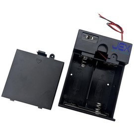 Jex Electronics Two/2X/Twin D DIY Battery Holder Case Box 3V with Power Switch & Bare Wire Ends