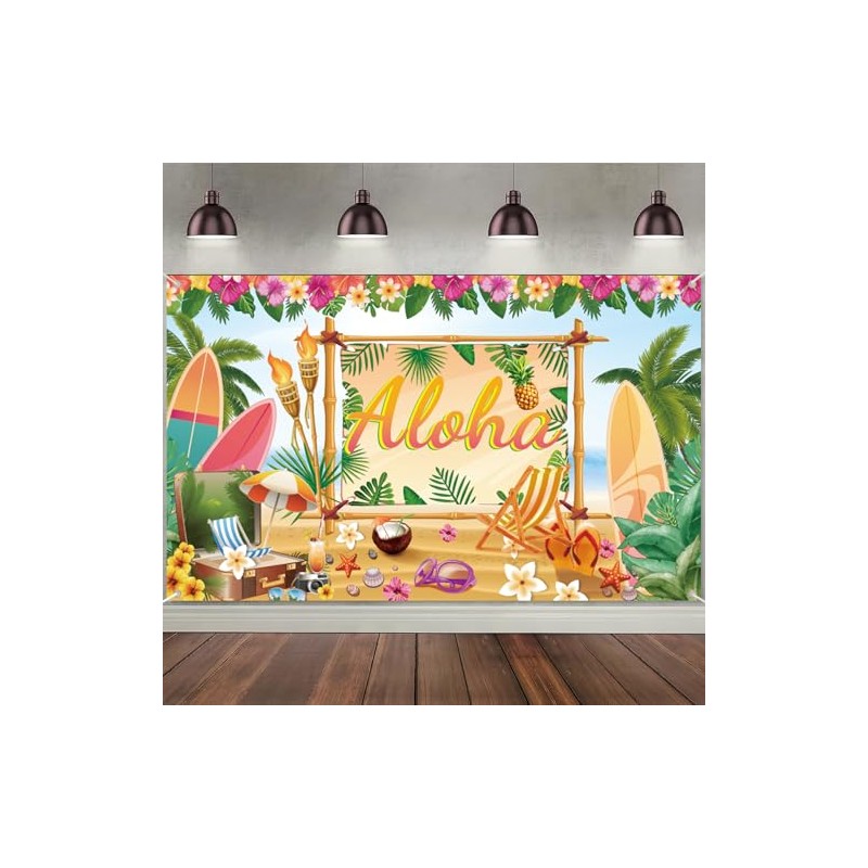 Hawaiian Aloha Backdrop Luau Party Decoration Banner 5.9x3.6Ft