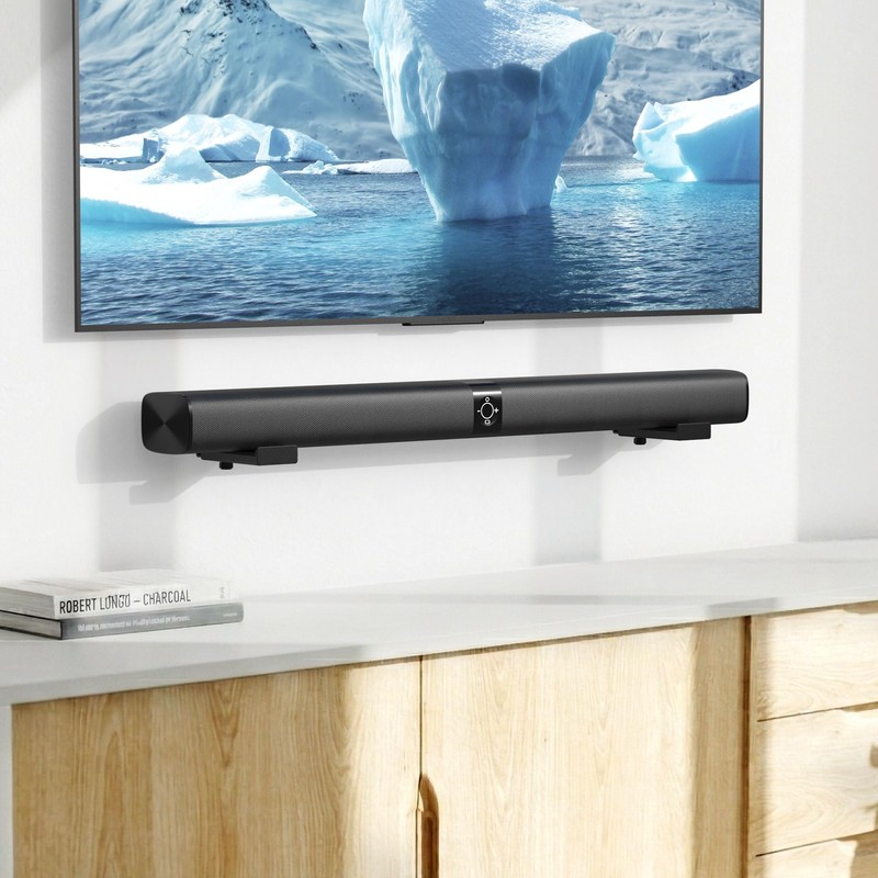 PlusAcc Soundbar Wall Mount, Universal Adjustable Bracket Holder, Black