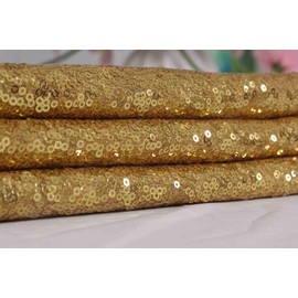 3 Feet 1 Yards-Gold-Sequin Fabric, by The Yard, Sequin Fabric, Tablecloth, Linen, for Xmas Decor (Gold)