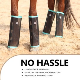 Harrison Howard Loose-Fitting Horse Fly Leggings Breathable, Tear-Resistant Fine Mesh Leg Guards Stay-on Comfortable Fly Boots (Set of 4) Summer Mint Medium
