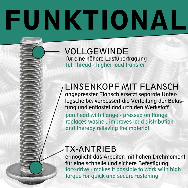 Rounded Head Screw with Flange and Hexalobular/Torx (ISR, TX) Drive,