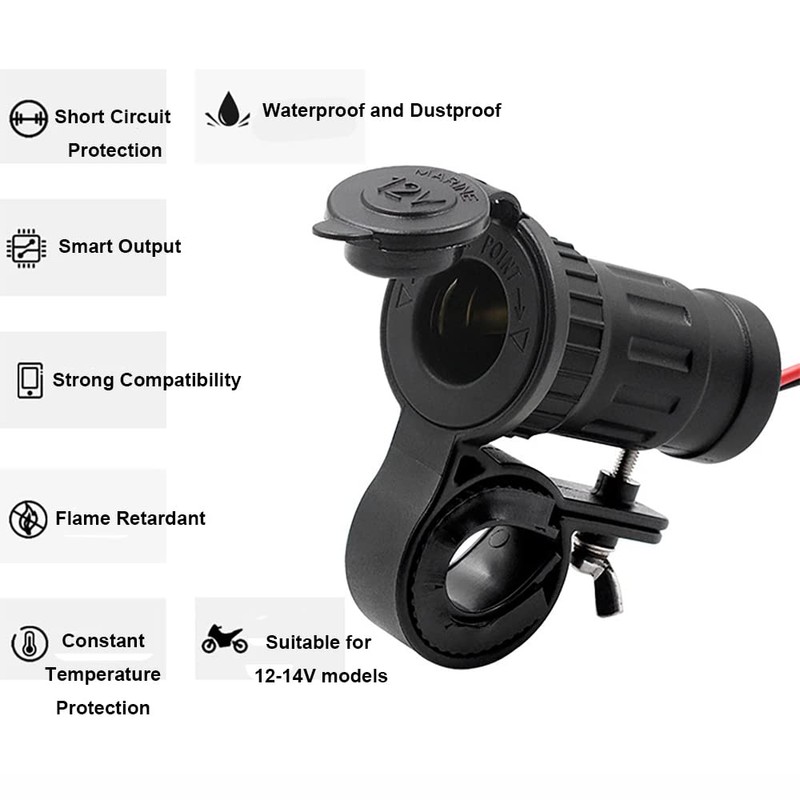 VeVaad Accendisigari per moto, 12-24V 240W Presa di alimentazione con