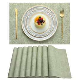 LQICAI Placemats Set of 6 Washable Heat Resistant Place Mats PVC Woven Dining Table Mat Green 4pcs