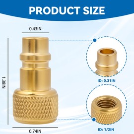 16301 Low Side Tank Adapter Fittings - 1/2" ACME Female to R-134A Male AC Recharge Coupler - Compatible with Refrigerant Hose, A/C Recharging Kit, HVAC Tools