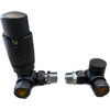 Team Controls Matt Black Corner TRV Thermostatic Radiator Valves Angled