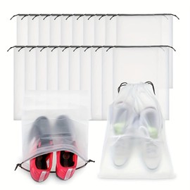 NINFEIQI 10Pcs Travel Shoe Bags for Packing, Dust Proof Shoe Pouch, Portable Translucent Shoes Storage Bags with Drawstring, 40 * 30cm