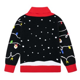 uideazone Toddler Boys Ugly Christmas Sweater Novelty Christmas Tree Graphics Knitted Lapel Pullover Long Sleeve Xmas Jumper Tops 3-4 Years