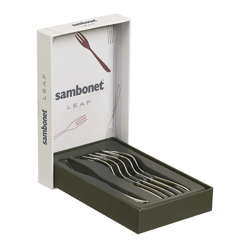 Sambonet Rosenthal Leaf Pastry Forks Set of 6 – Stainless