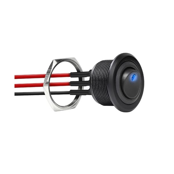 acegoo 12V Aluminum Round Rocker Switch Red Lighted Toggle Switch