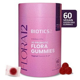 BIOTICS2 Flora12 3D Probiotic Gummies – 60 Vegan, Sugar-Free Gummies with 8 Billion Probiotics, Prebiotics & 5 Herbal Extracts for Vaginal Health & pH Balance