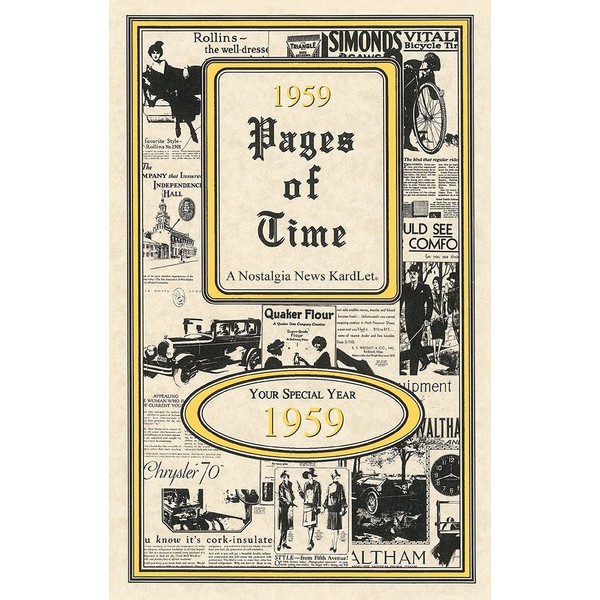 Pages of Time 1959 CELEBRATION KardLet: Birthdays, Anniversaries, Reunions, Homecomings, Client & Corporate Gifts