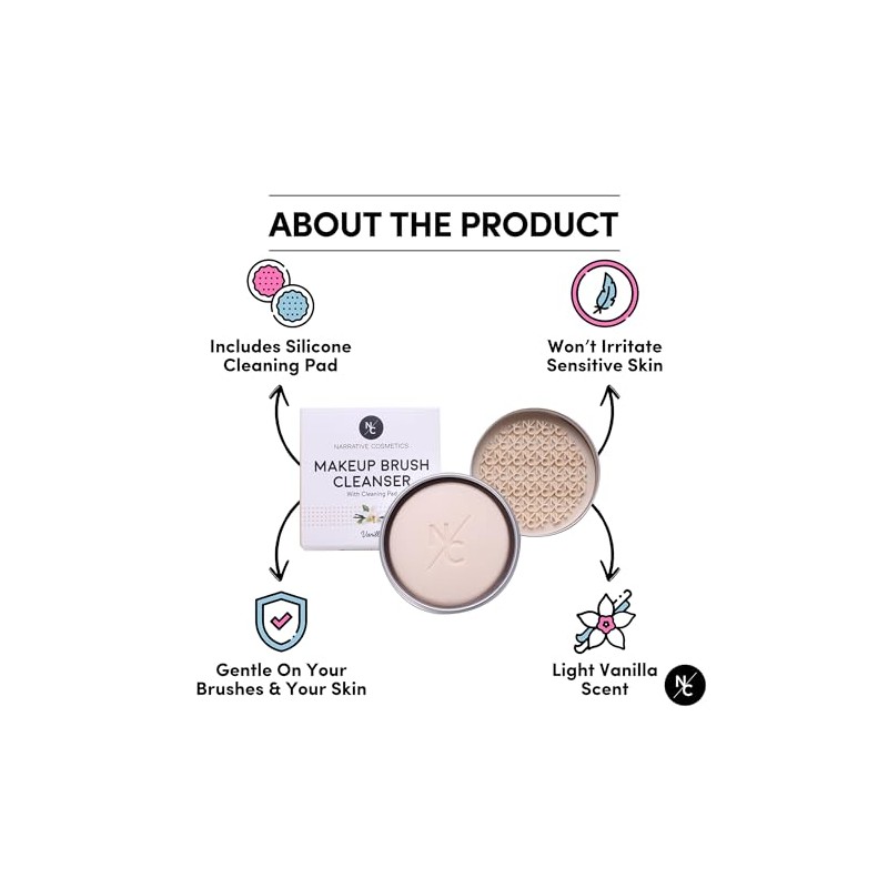 Narrative Cosmetics Jabón sólido limpiador de brochas de maquillaje Narrative