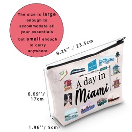 TGBJE Miami Souvenirs Makeup Bag Florida Beach Vacation Gifts A Day In Miami Cosmetic Pouch Bachelorette Party Gift (Miami Bag)