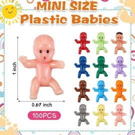 VioraWhite 100 Pcs Little Plastic Babies Tiny Baby Figurines Mini Baby Lil Small Babyshower Bulk for My Water Broke King Cake Games Decorations(Multiple Colors)