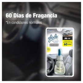 Glade Auto Sport Repuesto para Difusor, Aromatizante para Auto, Elimina Olores y Aromatiza Hasta Por 2 Meses, Aroma Auto Nuevo