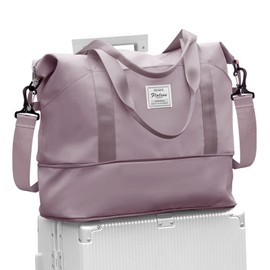 SZLX Travel Duffel Bag Weekend Bag with Trolley Sleeve, Dry & Wet Seperated Sports Gym Waterproof Carry On Bag for Women Men Weekender Tote Hospital Cabin Bag