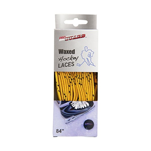 Proguard Plastic Tipped Waxed Hockey Lace , Yellow Boxed, 84-Inch
