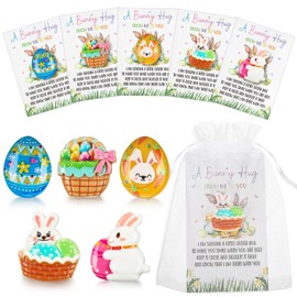 Motipuns 40 Sets Easter Little Pocket Hug Gifts Bulk Rabbit Easter Eggs Pocket Hug Token with Cards and Bags, Small Gifts for Employee Appreciation Staff Coworker Present(Classic)