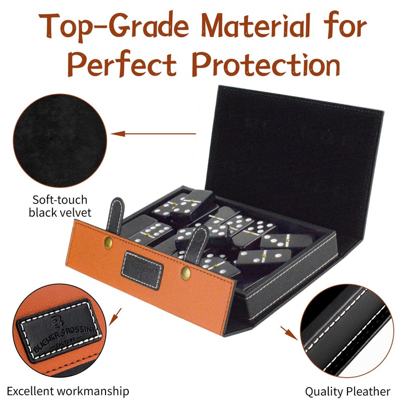 Bucher&Rossini Dominoes Set Double 6 - Classic Black Domino's Game