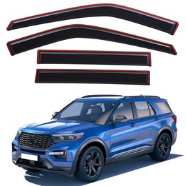 Lightronic Extra Durable Clip-on in-Channel Auto Vent Window Visor, Fits 2020-2025 Ford Explorer, UV Protection Rain Guard, Original Wind Deflector, No-Drill Easy Install, Dark Smoke, 4-Pcs