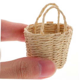 LABRIMP 2pcs Miniature Woven Basket Tiny Decorative Baskets Handle for Easter Showers and Home Decor Stylish Craft Storage for Flowers and Candy