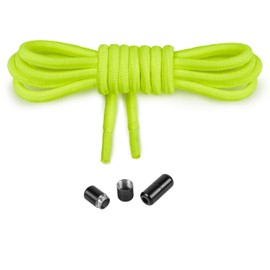Mount Swiss - Elastic Shoelaces with Metal Capsules Laces without Tying Quick Lacing System - 120 cm Can Be Shortened Individually - With Capsules for Trainers,, neon yellow