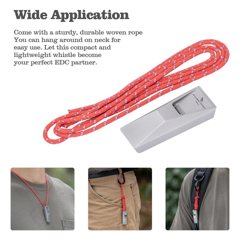 Boundless Voyage Titanium Whistle Emergency Survival Safety Whistles with Lanyard