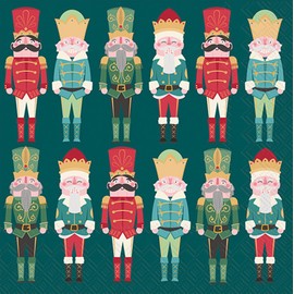 IHR Ideal Home Range Party Napkins Disposable 3-Ply Paper Lunch Napkin Pack, 6.5" x 6.5", Only Nutcrackers, 20-Count