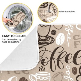 Coffee Mat Coffee Cup Drying Mat Coffee Maker Mat for Counter tops,Coffee Lover Microfiber Dish Drying Mats Large Brown Kitchen Spill Mat 18x24 Inch