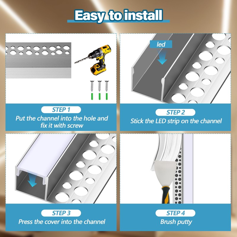 Glooglitter 8 Pcs 6.6ft/ 2 Meter Plaster in LED Channel