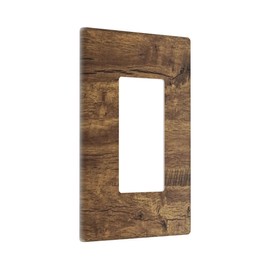 Rustic Farmhouse Decorative Light Switch Cover Plate 1 Gang Rocker Switch Plate Brown Wood Print Single Decorator Wall Plate Outlet Covers, 4.50 x 2.76 Inch