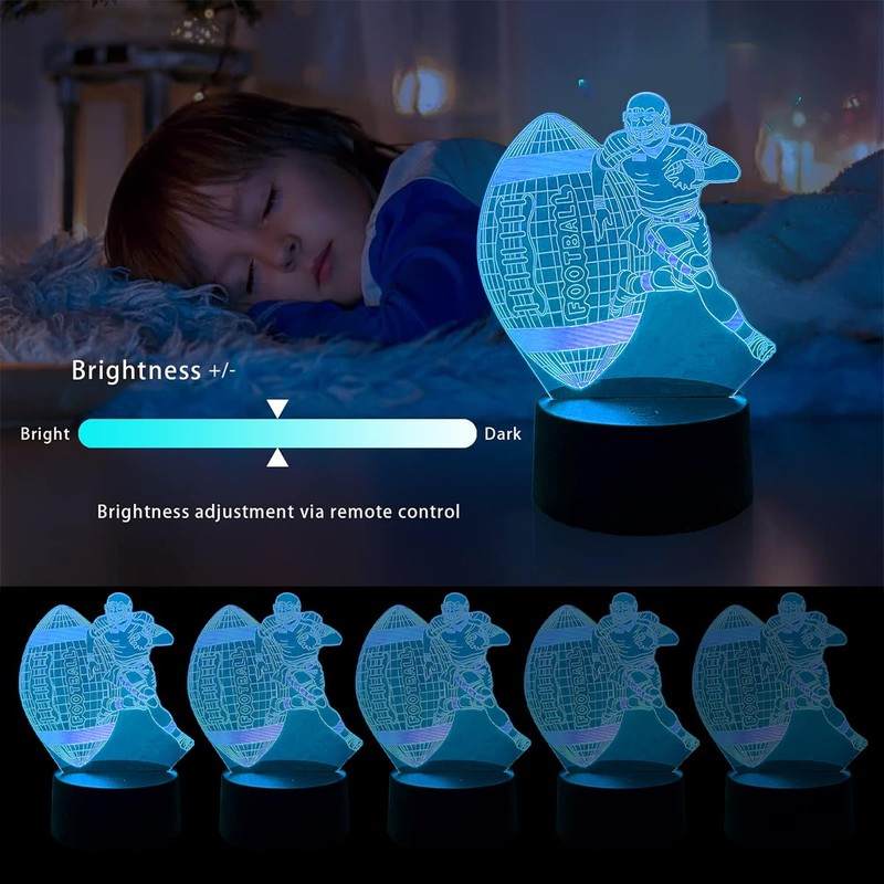 Deluisho Rugby 3D Night Light, Rugby, 3D Illusion Night Light,