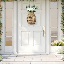 Woven Hanging Basket for Decoration,Water Hyacinth Wall Decoration Hanging Baskets,Wicker Wall-hung Flower Baskets,Small Flower Basket of Plants at the Front Door