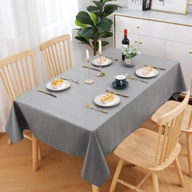 smiry Rectangular Table Cloth Wipe Clean 140x200 cm, Wipeable Water Resistant Linen Tablecloth, Fabric Washable Dining Table Cover for Kitchen Indoor Outdoor, Dark Grey