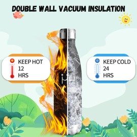 Water Bottle, 500 ml, BPA-Free, Stainless Steel, 304 Stainless Steel, Water Bottle, Double-Walled Vacuum Insulated, Insulated Bottle for School, Travel, Jogging, Camping - Black Insulated Bottle for