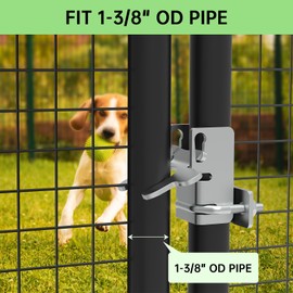 Fixirons Kennel Gate Latch Butterfly Latch Kennel Gate Latch for 1-3/8'' Chain Link Dog Kennel Gate Latch for Kennel Gate Frame, with U-Bolt & Nuts (2 Pack)