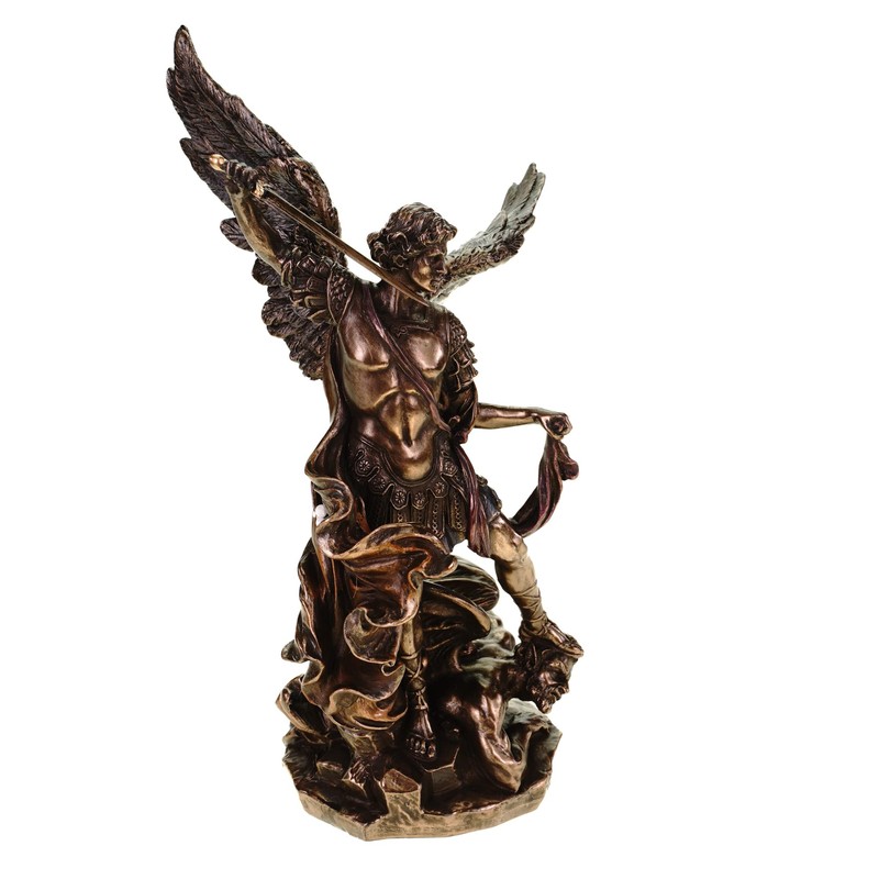Archangel Michael Bronze Figurine Fights Evil